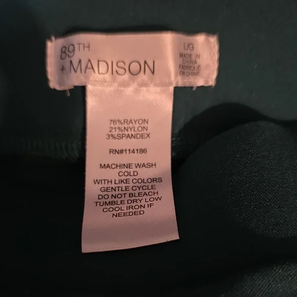 89th & Madison Deep Green Womens Pants Size Large (W490) - Picture 2 of 7